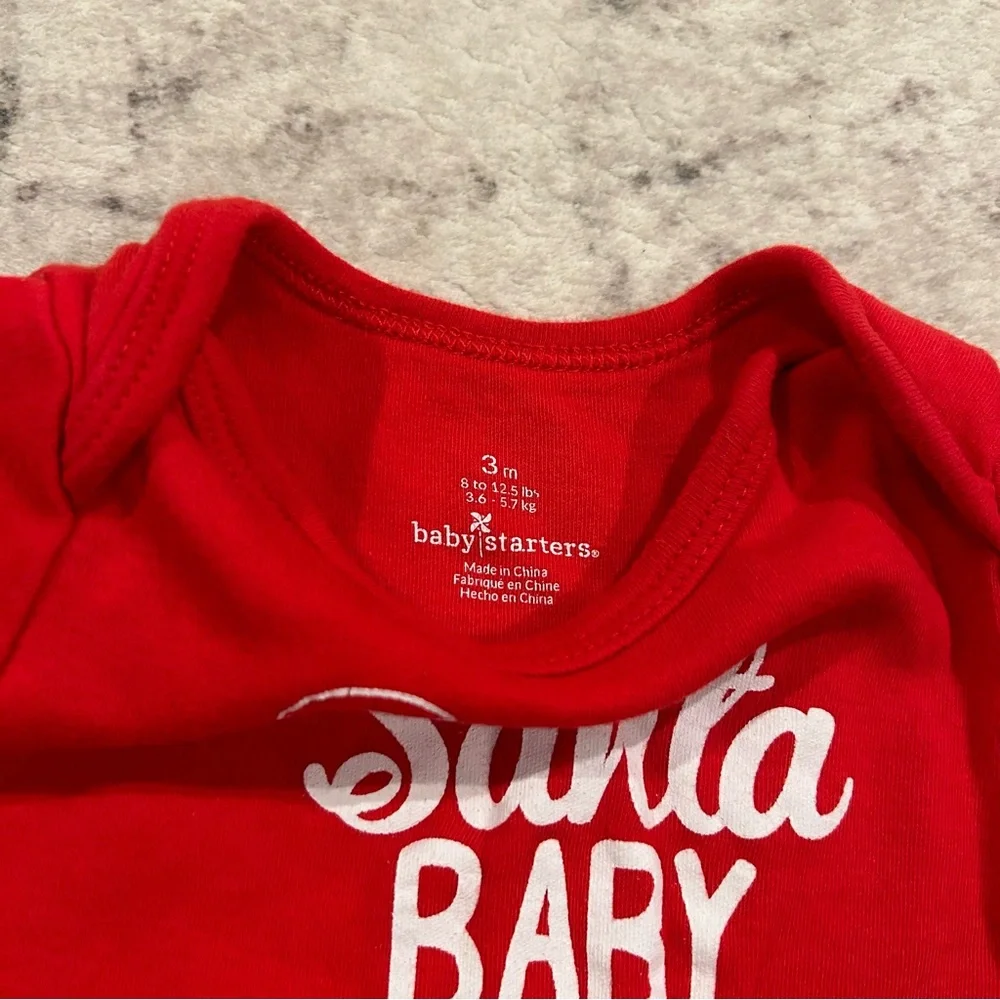 3 Piece Holiday Christmas Bundle 0-3M 2 Fleece Sleepers & Santa Baby Bodysuit